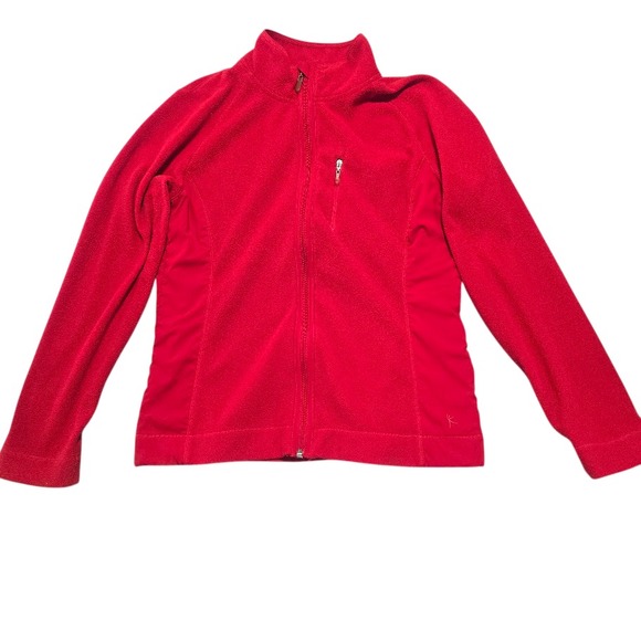 Danskin Now Jackets & Blazers - Danskin Now Red Fleece Full Zip Jacket Womens M Activewear Gorpcore Hiking Layer